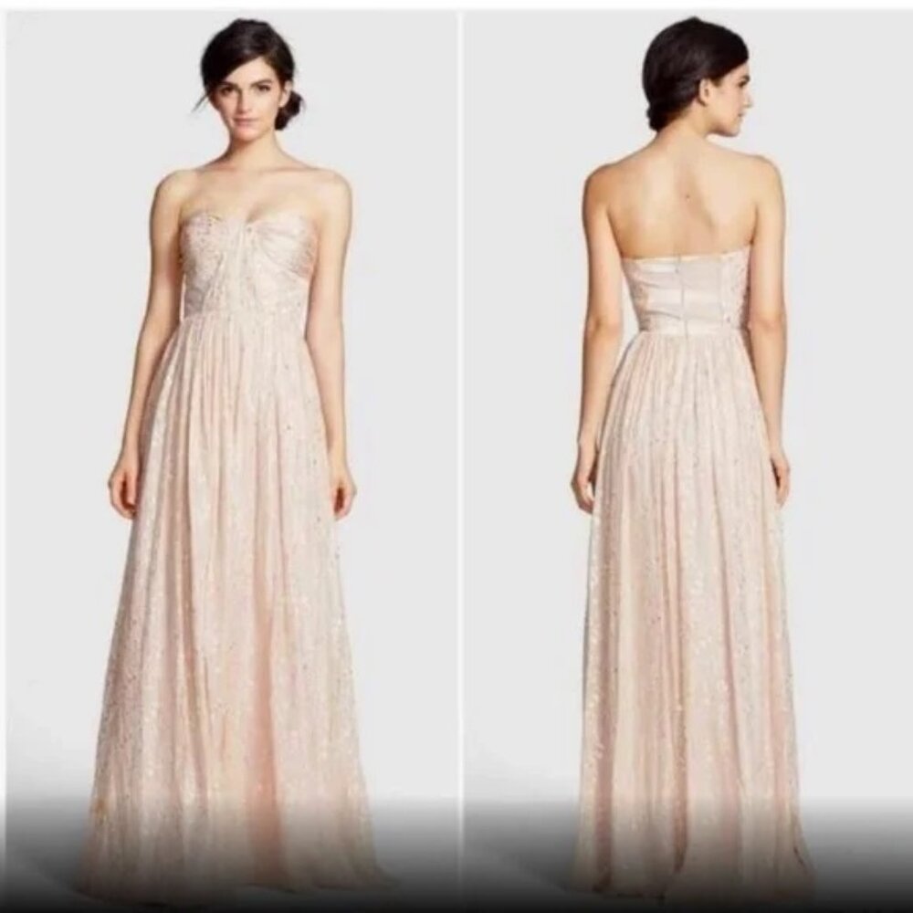 Erin Fetherston Coralie Sweetheart Neckline Gown Blush Pink Gold Leopard Print 2